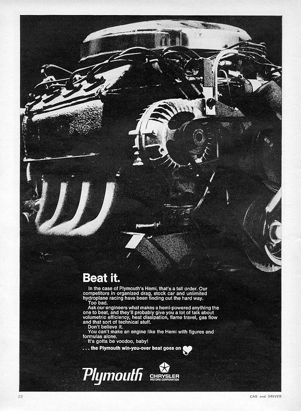 1968 Plymouth 426 Hemi Advertisement