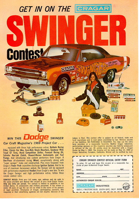 1969 Cragar Dodge Swinger Contest Advertisement