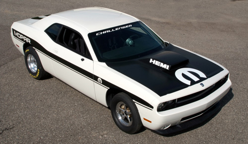 Above: Mopar Reveals Dodge Challenger Drag Race Package Car in Stone White paint scheme.