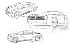 Some early sketches of the Dodge Challenger concept