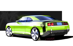 Early drawing of Dodge Challenger concept.
